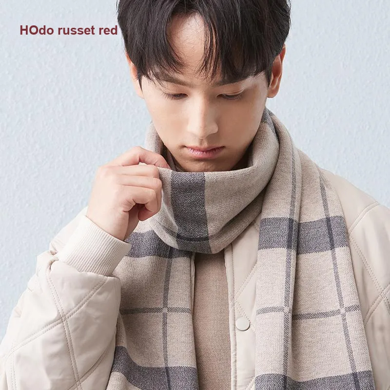 Red Bean 4.2% Wool Knit Scarves Men's-11
