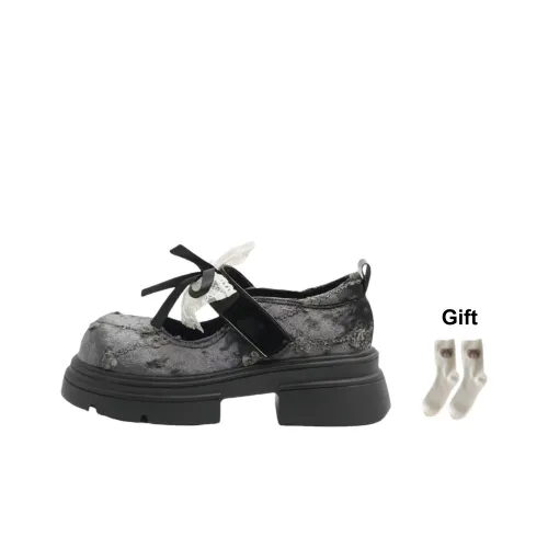 BINGO DUCK Грубый каблук Mary Jane Женские Серый Зеленый