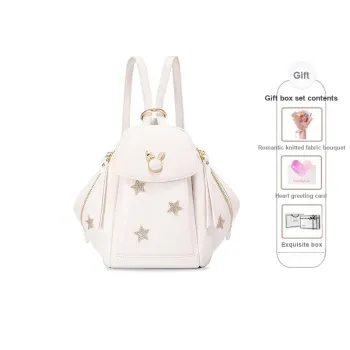 JUST STAR PU Backpack Medium Size Women's Ecru/Elegant Black