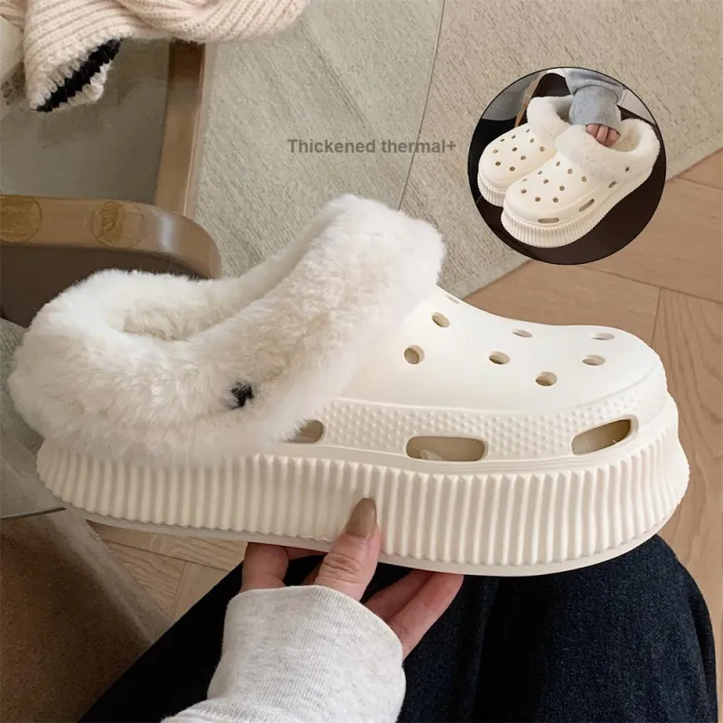 Thin Strips Cotton Slippers Women's, Cream White-5