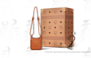 MCM Leather Crossbody Bag, Shoulder Bag Mini Women's Cognac