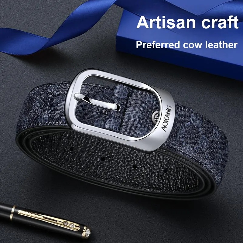AOKANG Split Cow Leather Belts Men's 3.4CM-2