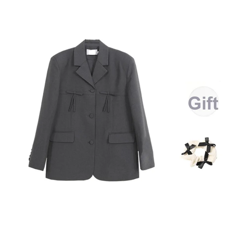CPAURA Business Suits Women's Gray+Bowknot Hair Tie Comes With-0