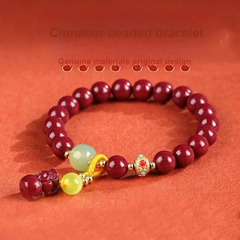 WUMZK Reconstructed Cinnabar Bracelets Unisex-1