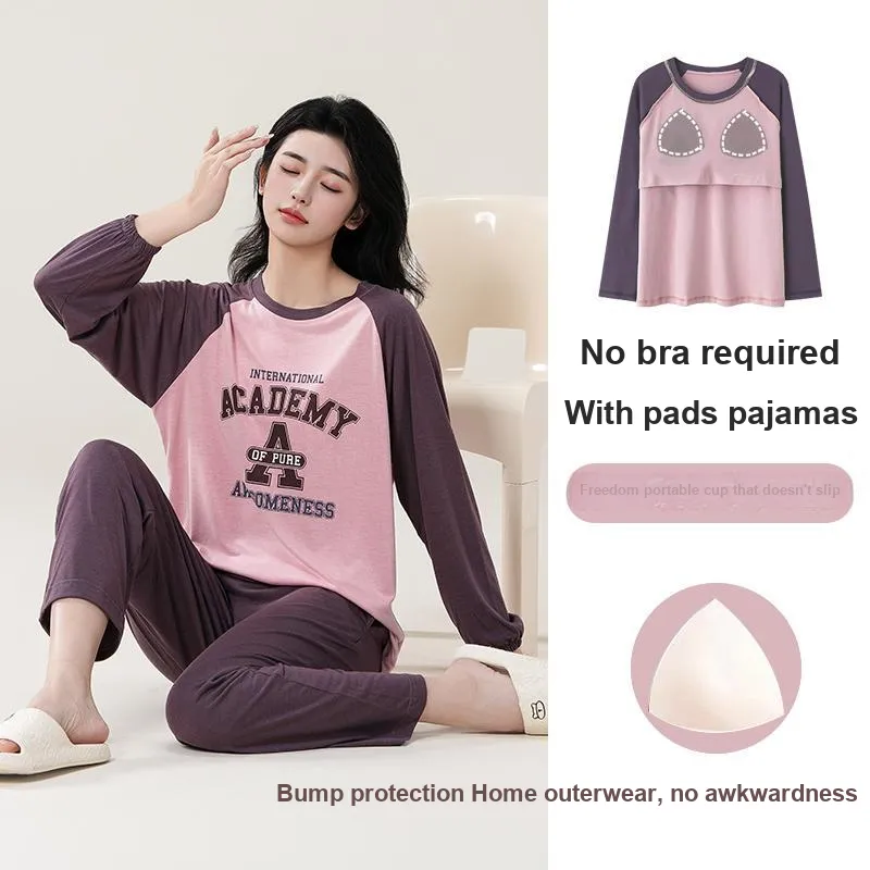 WANANNI Pajama Set Women's Pink Purple-3