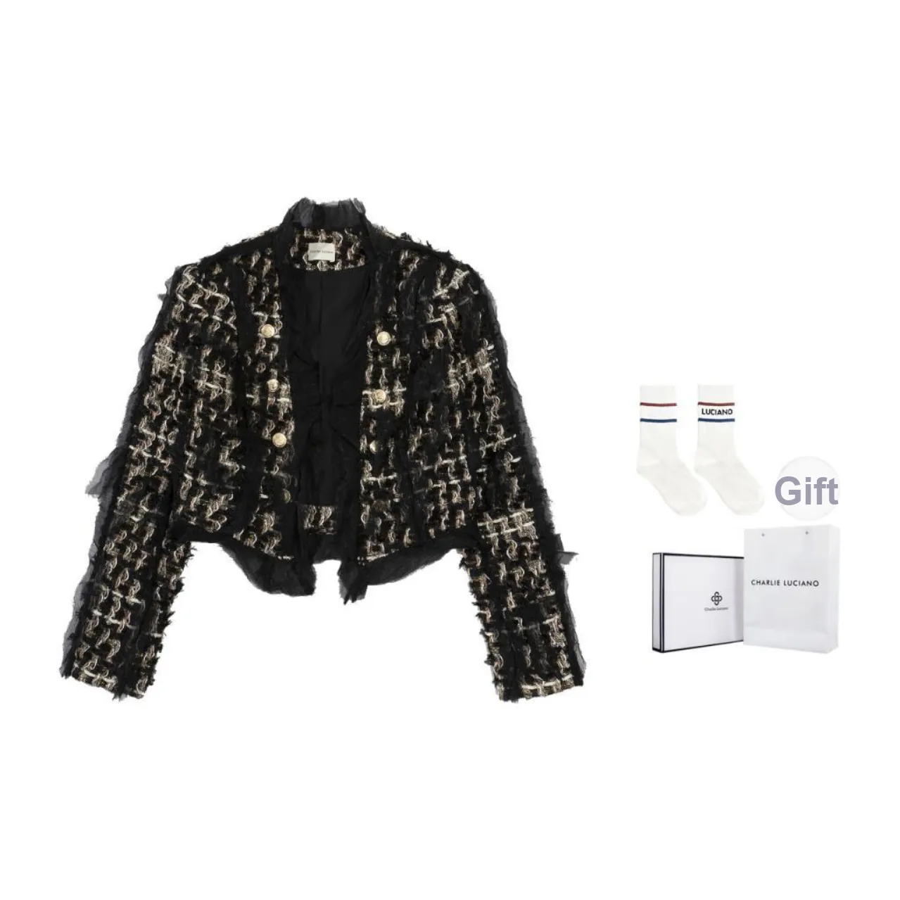 Charlie Luciano Coat Women's Black Gold