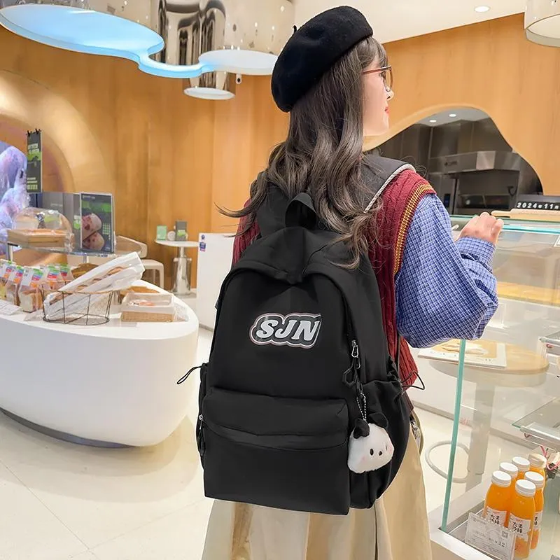 GOBLIN SHARKS 1759 Nylon Backpack Large Size Unisex White/Black/Khaki/Blue/Pink-14