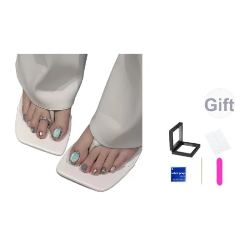 XNTX Nail Патч False Nail Короткий Квадрат Синий оттенок Смудж Стиль Instagram