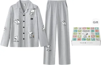 Gongdie x SNOOPY Pajama Set Women's Gift Box Set Gray