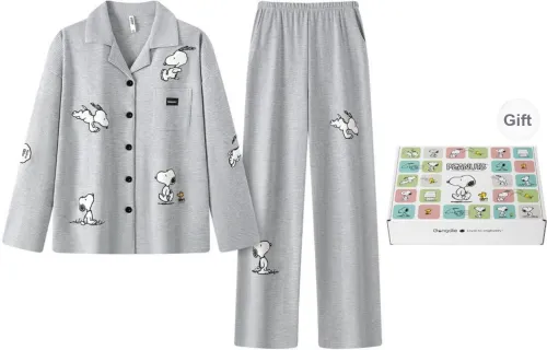 Gongdie x SNOOPY Pajama Set Women's Gift Box Set Gray