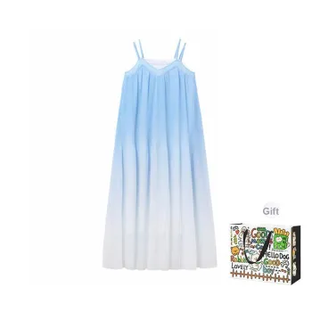 ZVJH Slip Dresses Women's Blue