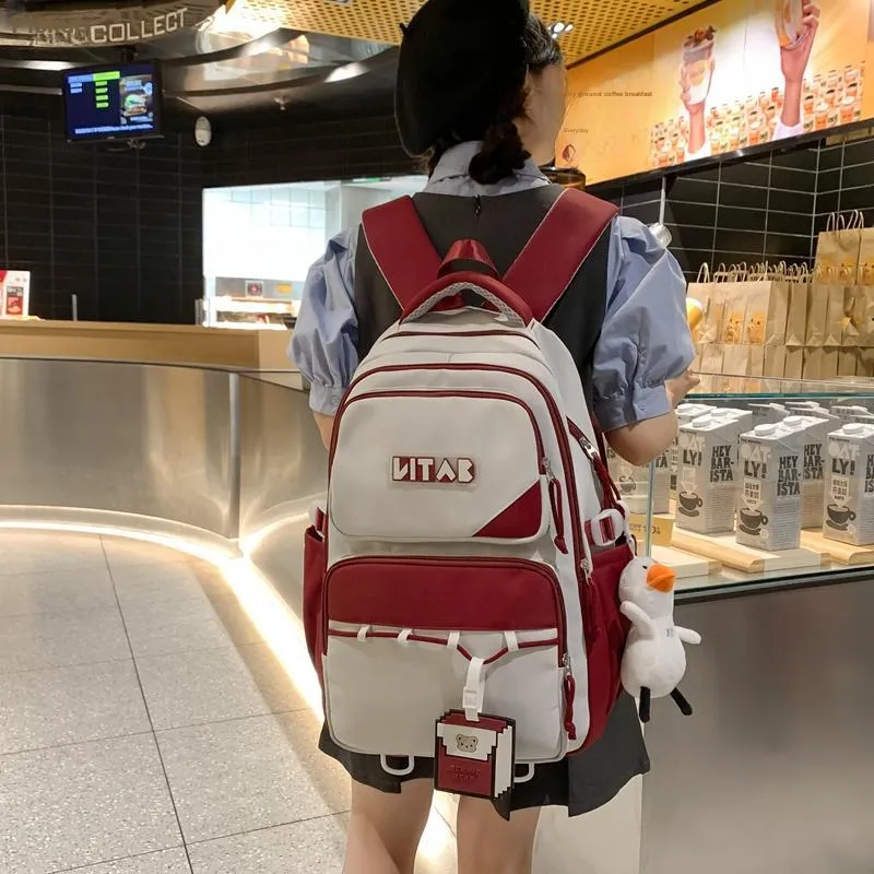Travel Nylon Backpack Regular Women's Black/Orange/Red/Khaki/Green-9