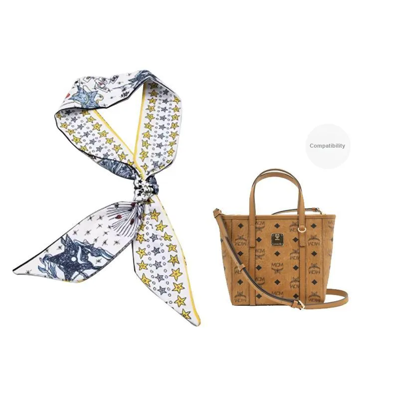Fabric Silk Scarf Bag Strap Women's Multicolor-5