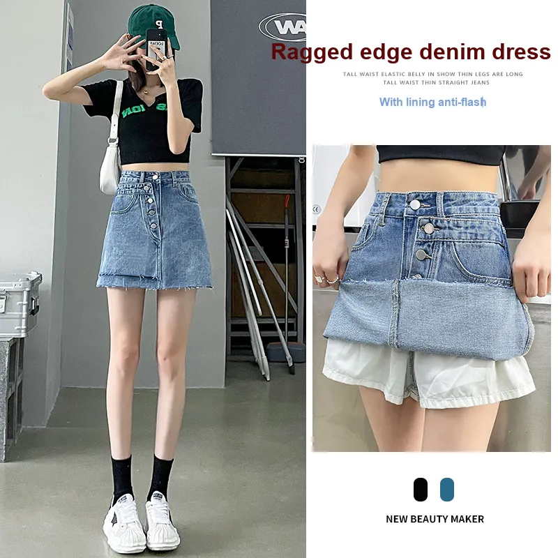 FAWENXIANGZI Denim Short Skirts Women's-4