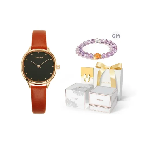 LANZOOM Винтажный Кварцевый Механизм Женские Часы на Запястье с Черным Циферблатом