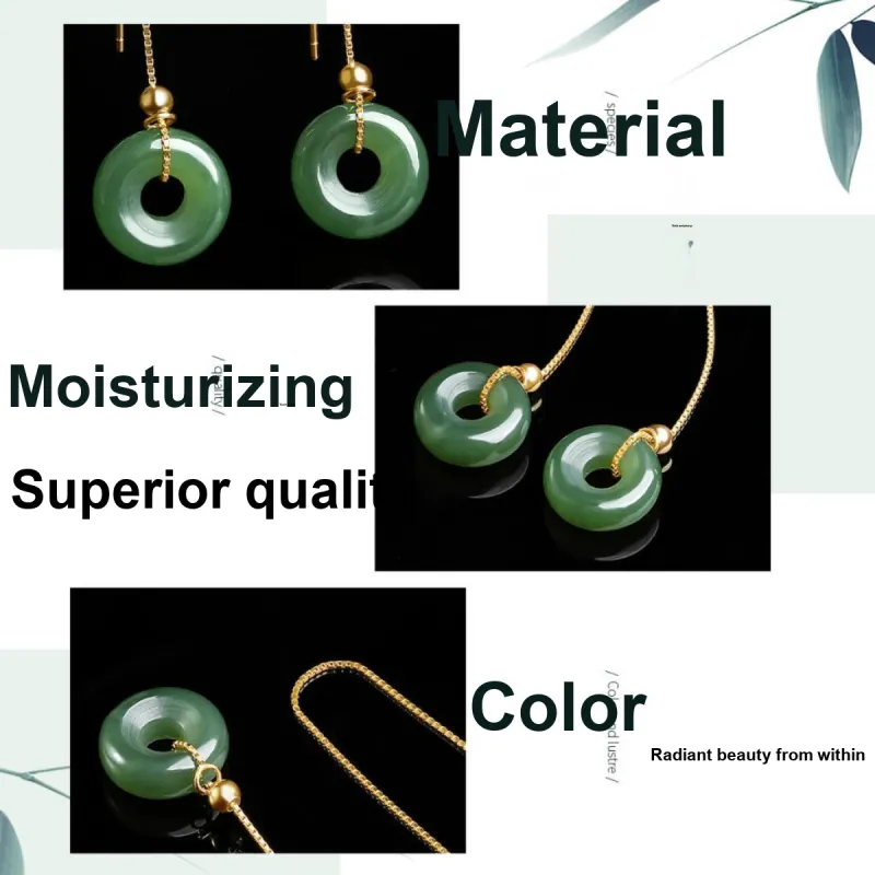 Oriental Jade Earrings Jasper Women's-3