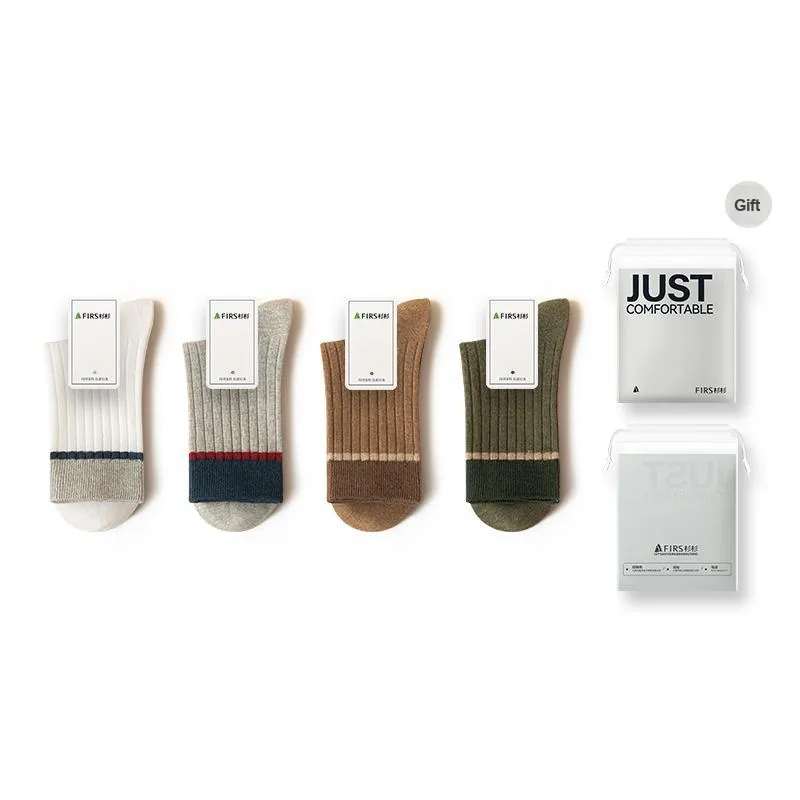 FIRS Mid Calf Socks Men's Shopping Bag 4 Pack-15