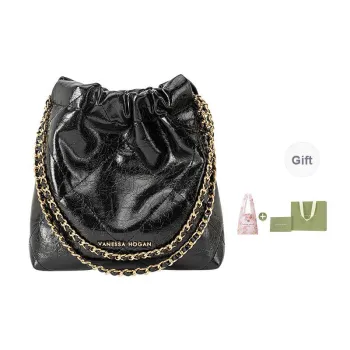 VANESSA HOGAN Vh Classic Series Cow Leather Chain Bag, Crossbody Bag, Shoulder Bag Women's Black/Ecru