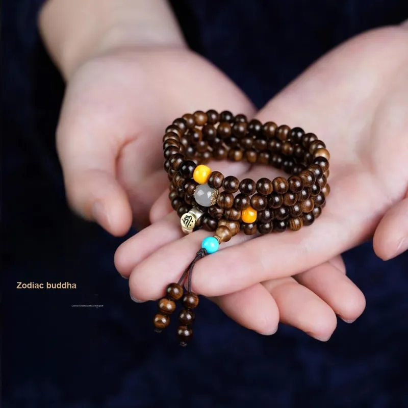 FANGYUANXIAOFU Old Mountain Sandalwood Bracelets Unisex-1