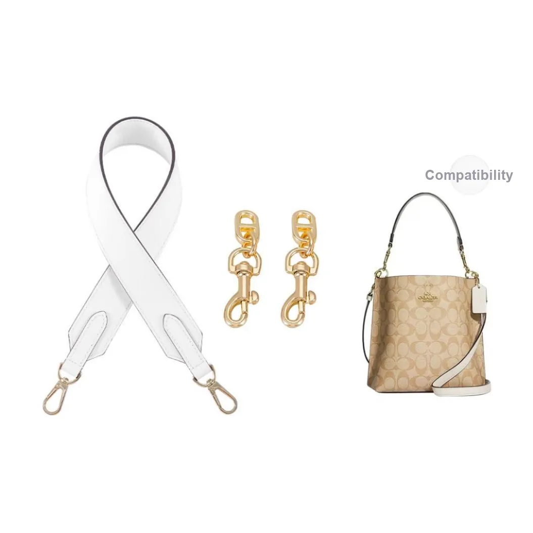 Lan Bao Fan Microfiber Bag Strap Women's Black, White, Gold Tone