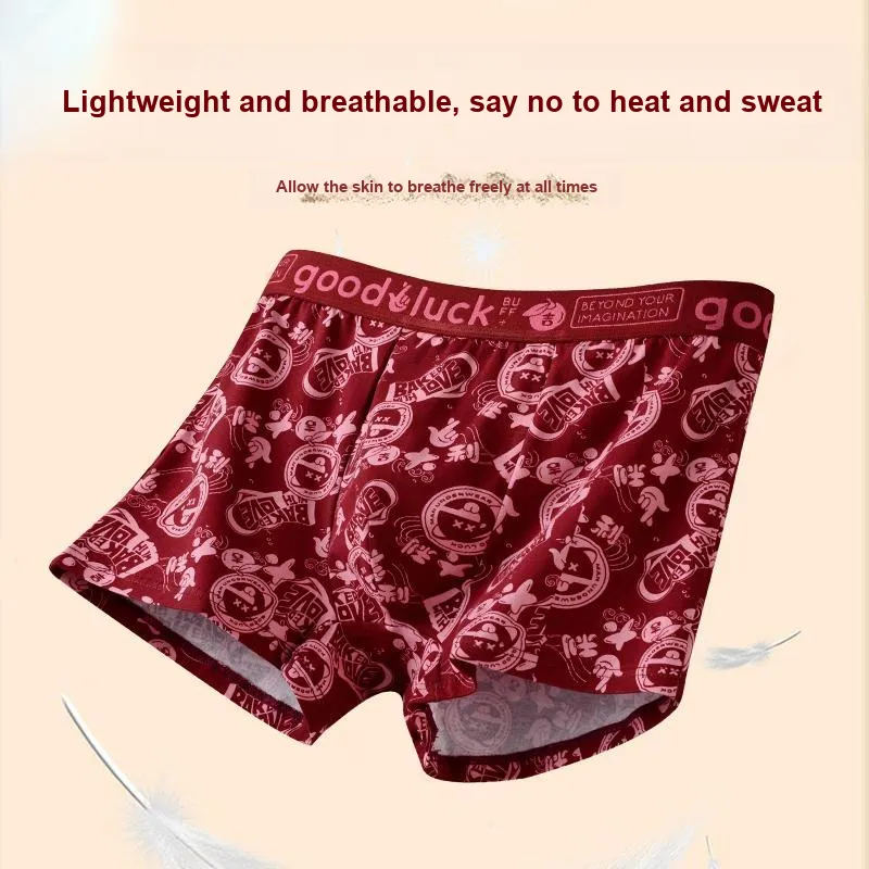 H YXIANG Underpants Men's 4 Pack Red-2