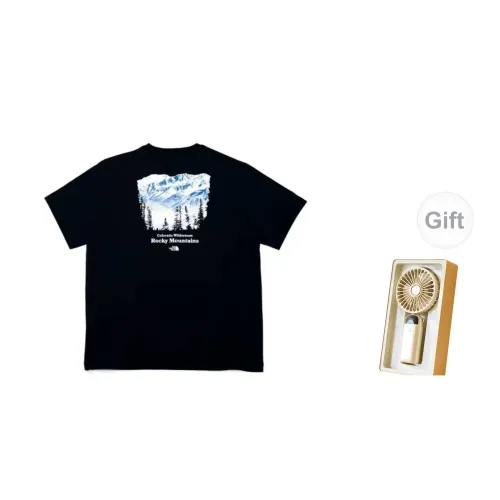 THE NORTH FACE T-Shirts Unisex Black With A Complimentary Mini Fan Set