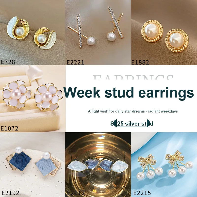 Andaozi S925 Silver Stud Earrings Women's-2