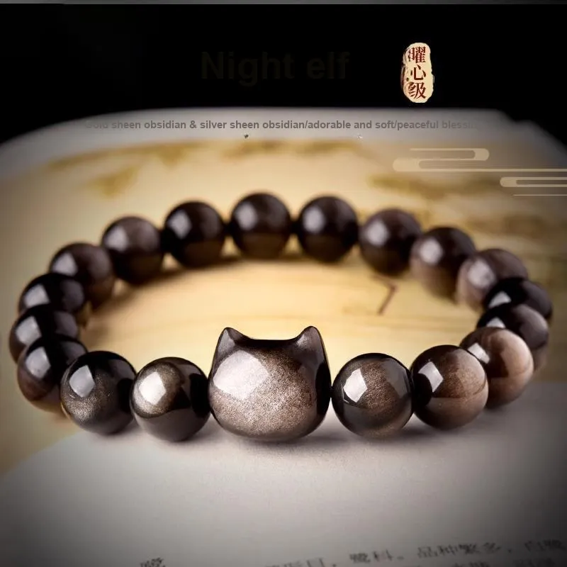 EADDA JEWELRY Natural Obsidian Bracelets Unisex-4