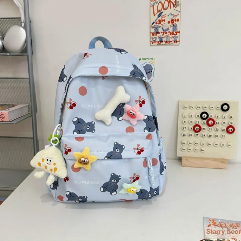 AIBAG Nylon Backpack Unisex White/Black/Green/Blue/Pink-18