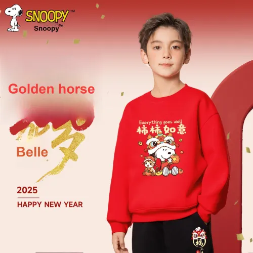 SNOOPY [Новогодний Edition С флисовой подкладкой Худи Свитшоты Наборы одежды] Красный Nuby Intention Лошадь_5+ Черный Fu SHI Nuby X_K5 Предшкольная Повседневная Спортивная одежда