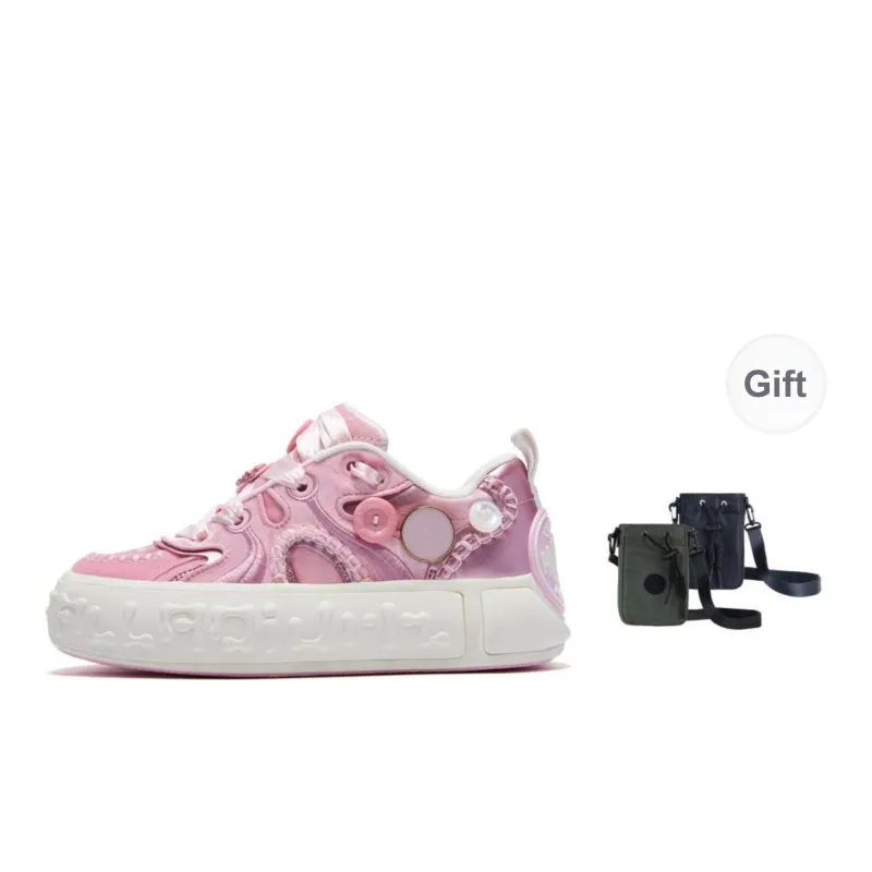 Palladium Anti Slip Wear Resistant Low Top Skateboard Shoes Unisex Light Pink-7