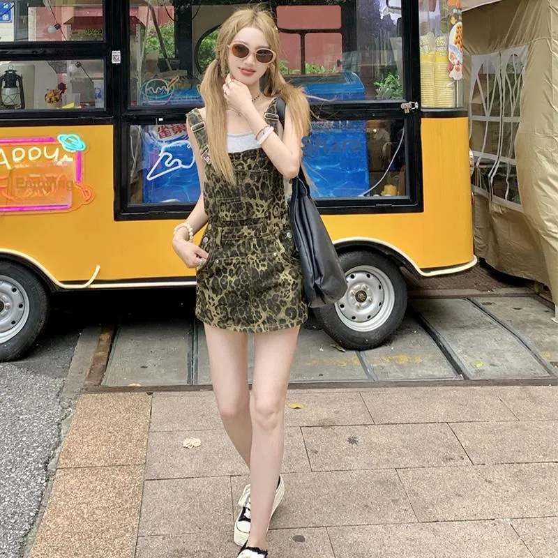 ZVJH Sleeveless Dresses Women's Leopard Print Suspender Skirt Shopping Bag-2