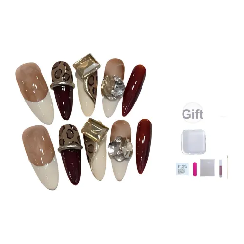 A Few More Cute [Китайский стиль SINGER] Люксовый стиль Винтаж False Nail Длинный Заостренный Кофейный Jump Цвет