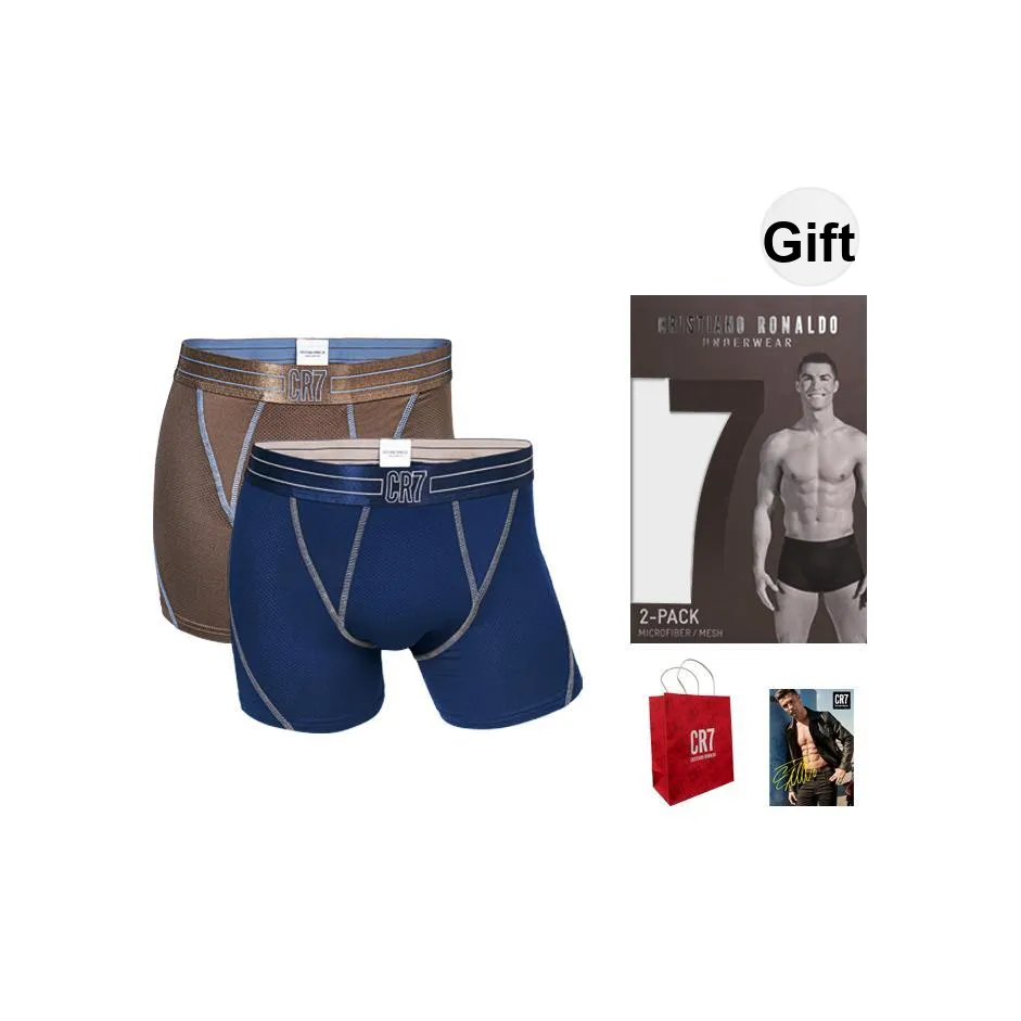 CR7 CRISTIANO RONALDO Underpants Men's 2 Pack, Gift Included Warm Brown/Polar Night Blue