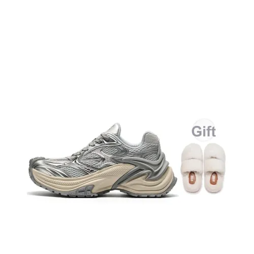 OGR Аbrasion Resistant визуально увеличивает рост Rebound Low Top Беговые кроссовки Унисекс Серебряный