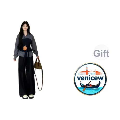 VENICEW Темно-синяя клетка с наклейкой бренда VN женские рубашки