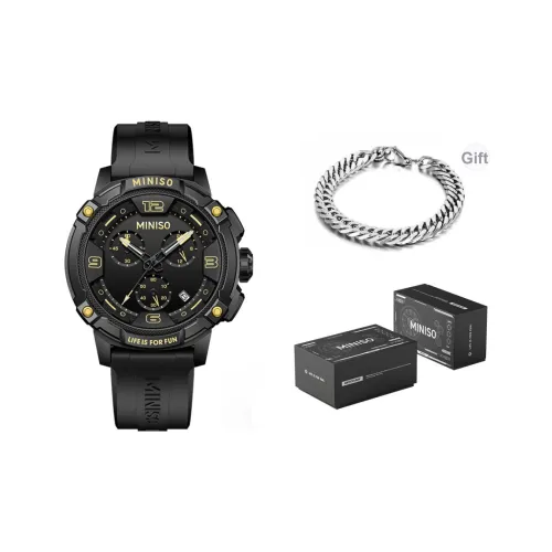 Miniso Черный Warrior Кварцевый Механизм Часы Унисекс Черный Циферблат