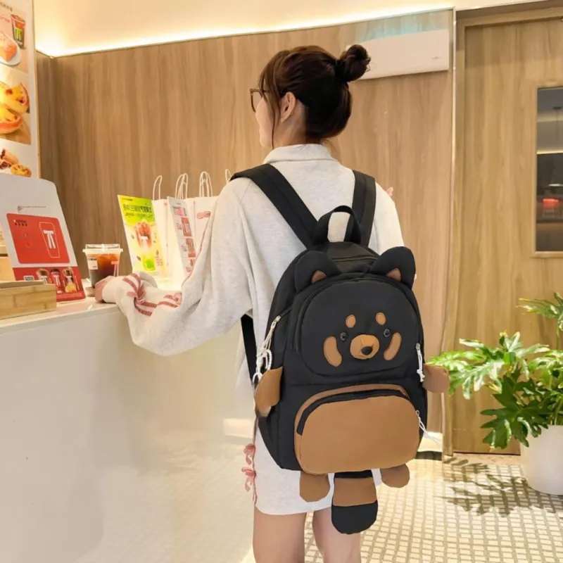 AIBAG Nylon Backpack Unisex Ecru/Black/Khaki-9