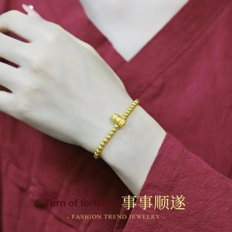 Love Samantabhadra Light Bead Samantabhadra Light Bead # Good Luck 999 Solid Gold Fixed Price Gold Bracelet Women's-3