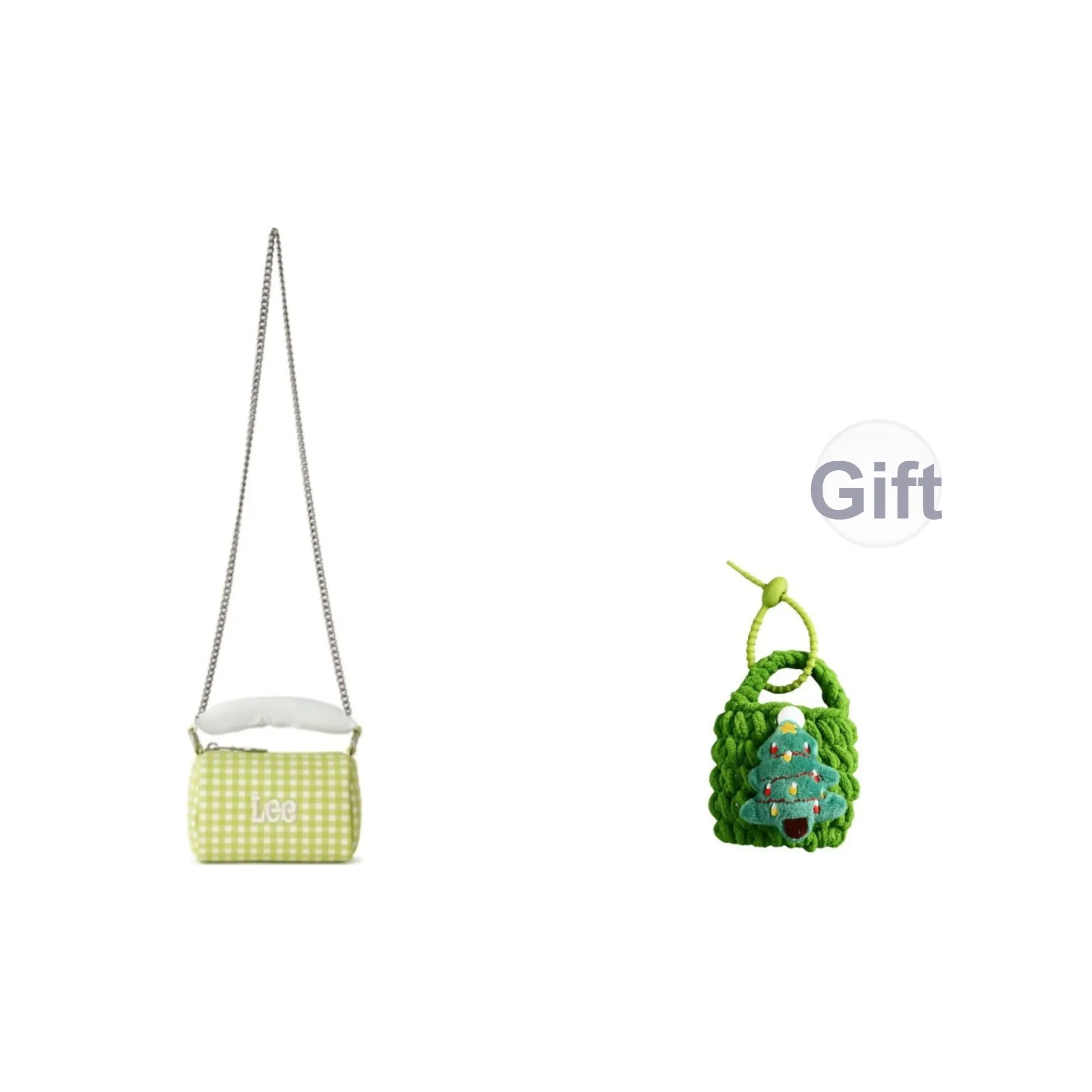 Женская сумка Lee co-branded модель ткань клетка зеленая