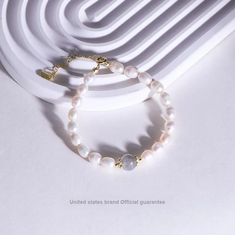 IDOKAWA Freshwater Pearl Bracelets Women's White Gray-2