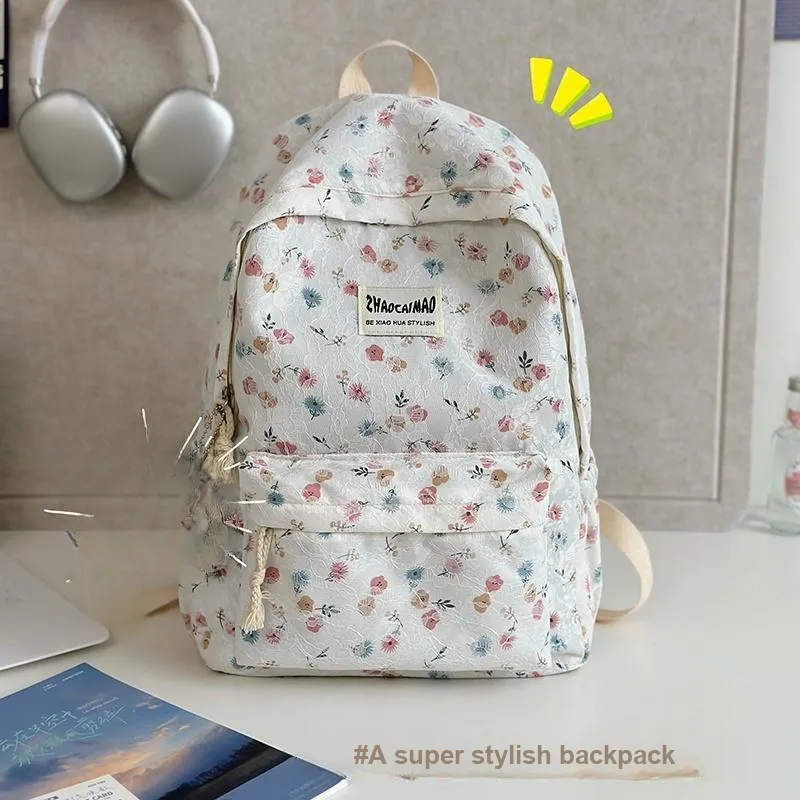 AIBAG Polyester Backpack Unisex White/Gray/Black-1