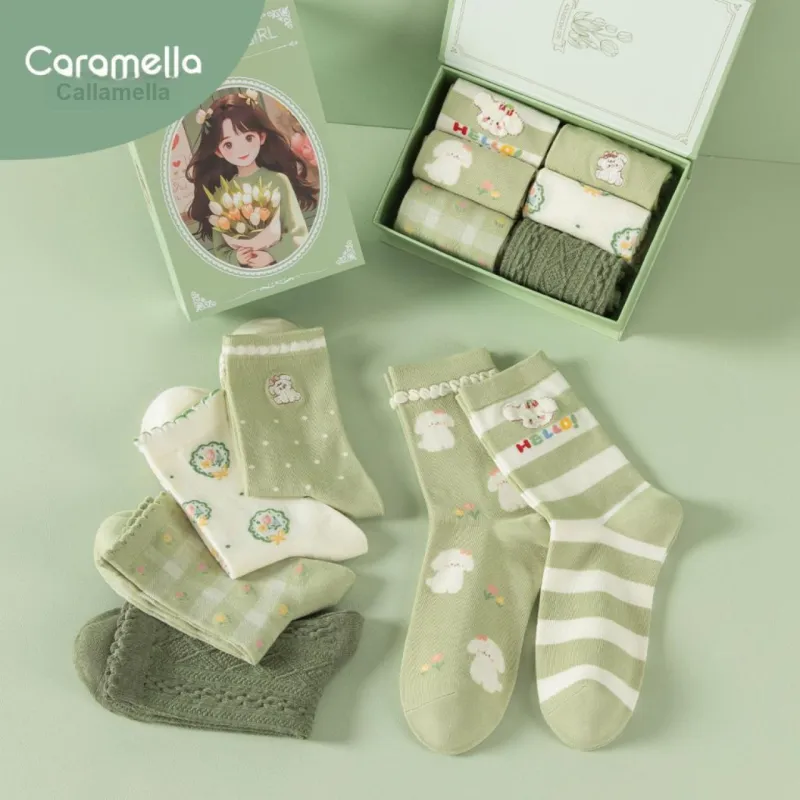 Caramella Mid Calf Socks Women's 6 Pack-2