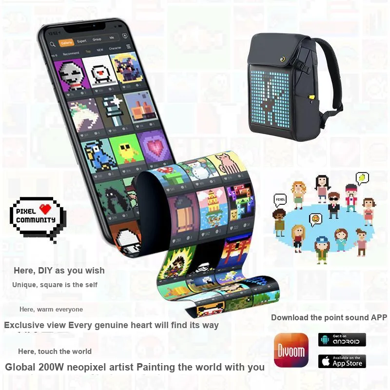 Divoom PU Backpacks Large Size Unisex Black-1