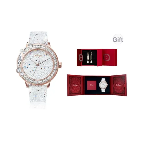 GALTISCOPIO Наручные часы Кварцевый механизм Натуральная кожа Ремешок Белый циферблат Женские часы Коробка