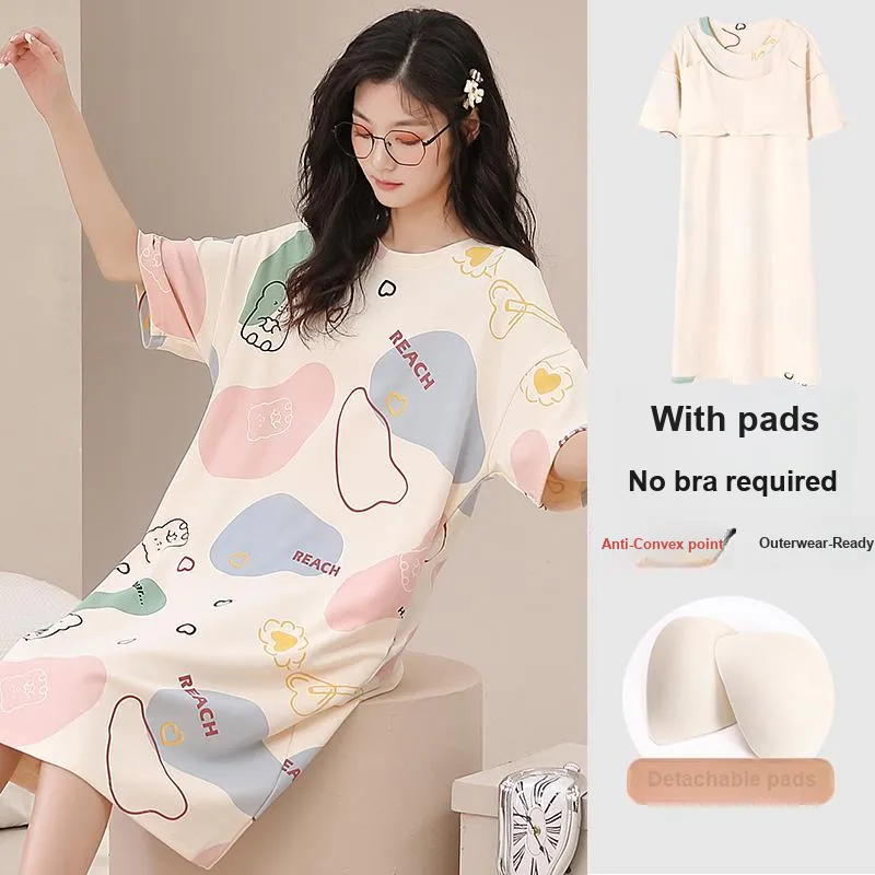 FENTENGCARE Nightgown Women's Apricot-3