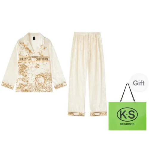 Kosrood Pajama Set Women's White Gold
