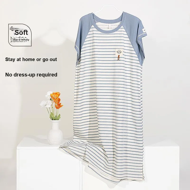 XIAFENYAN Nightgown Women's Light Blue-7