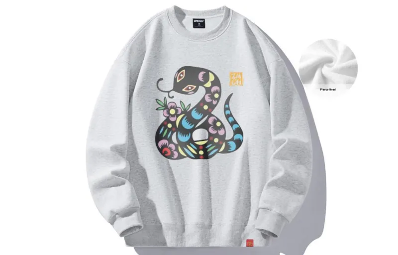 ZMOH Fleece Lined Crew Neck Sweatshirt Unisex-5