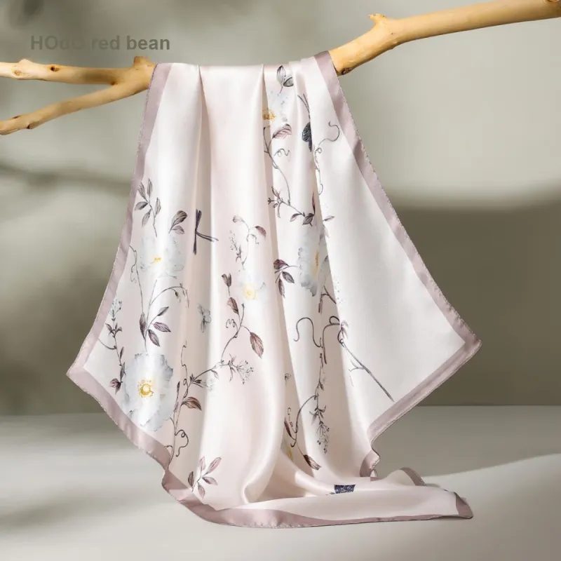 Red Bean Mulberry Silk Scarves Women's-7